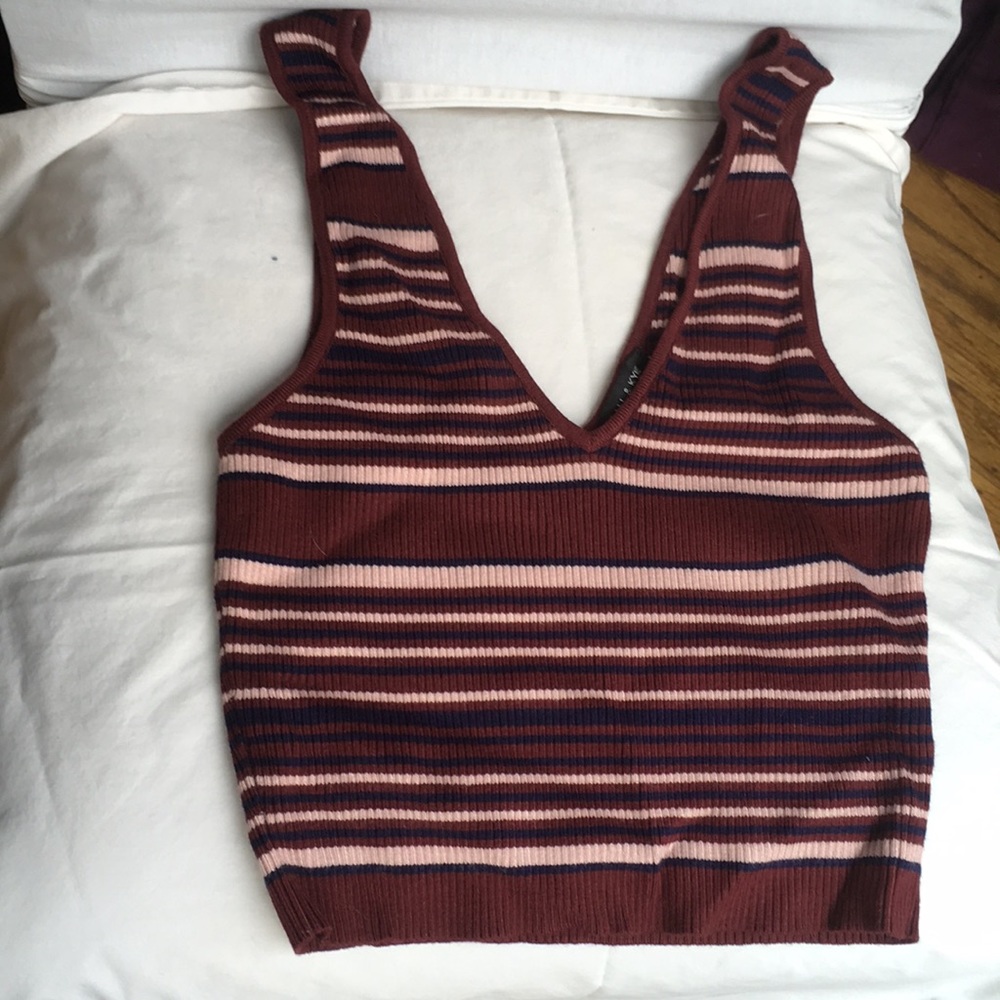 Kendall & Kylie Striped Sweater Crop Top